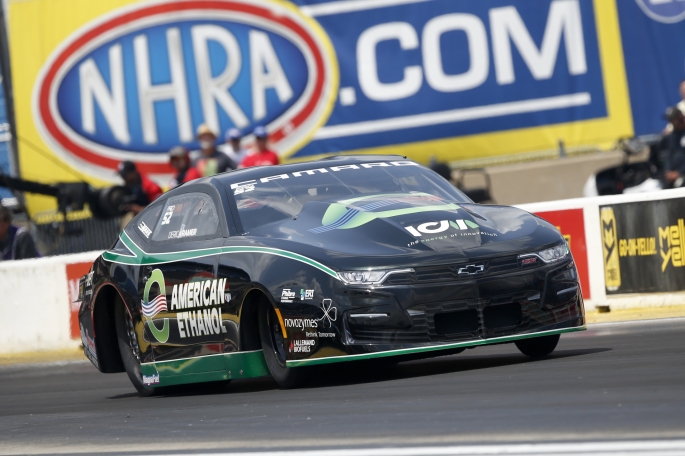 Pro Stock driver Deric Kramer racing on Sunday at the Route 66 NHRA Nationals